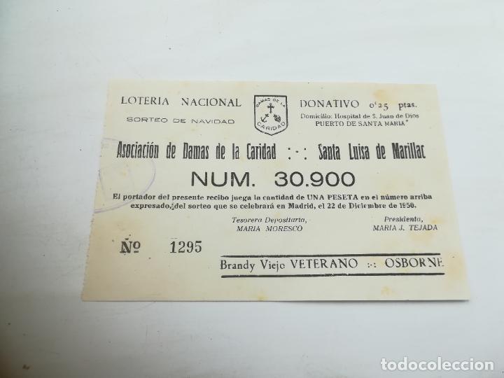 Loterie Nationale: PARTICIPACI&Oacute;N LOTER&Iacute;A NAVIDAD. ASOCIACION DAMAS CARIDAD. SANTA LUISA MARILLAC. 1950. PTO STA MARIA