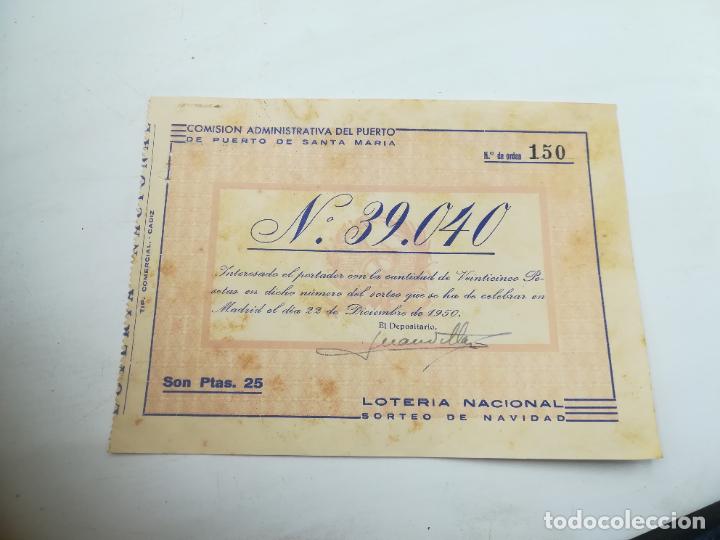 Loterie Nationale: PARTICIPACI&Oacute;N LOTER&Iacute;A NAVIDAD. COMISI&Oacute;N ADMINISTRATIVA DEL PUERTO. PTO STA MARIA. 1950.