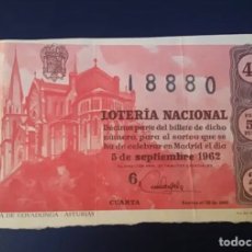 Lotería Nacional: ANTIGUA LOTERÍA NACIONAL. AÑO 1962. 2 X 5€