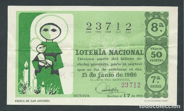 National Spanish Lottery: decimo loteria nacional 15 de junio a&ntilde;o 1966 sorteo 17 fiesta de san antonio