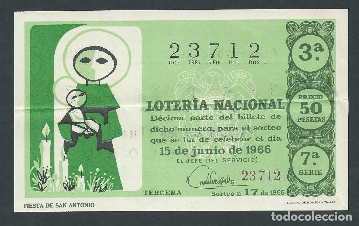 National Spanish Lottery: decimo loteria nacional 15 de junio a&ntilde;o 1966 sorteo 17 fiesta de san antonio