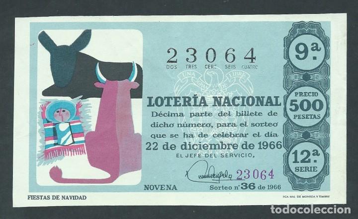 Nationale spanische Lotterie: decimo loteria nacional 22 de diciembre a&ntilde;o 1966 sorteo 36 fiestas de navidad