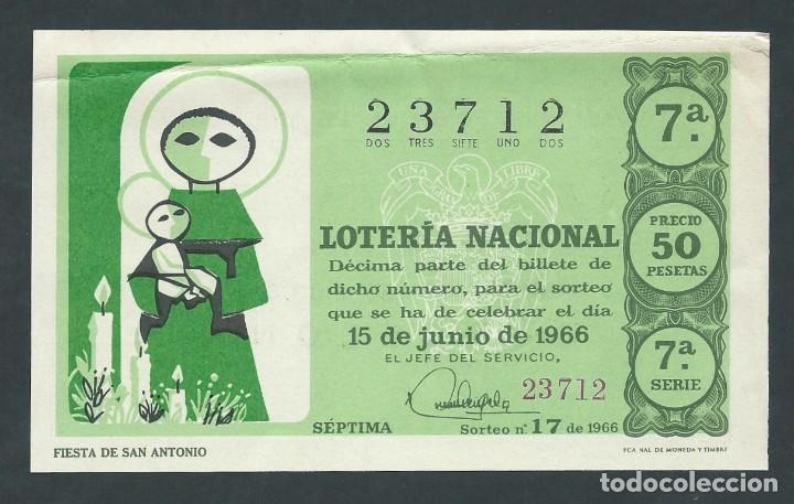 National Spanish Lottery: decimo loteria nacional 15 de junio a&ntilde;o 1966 sorteo 17 fiesta de san antonio
