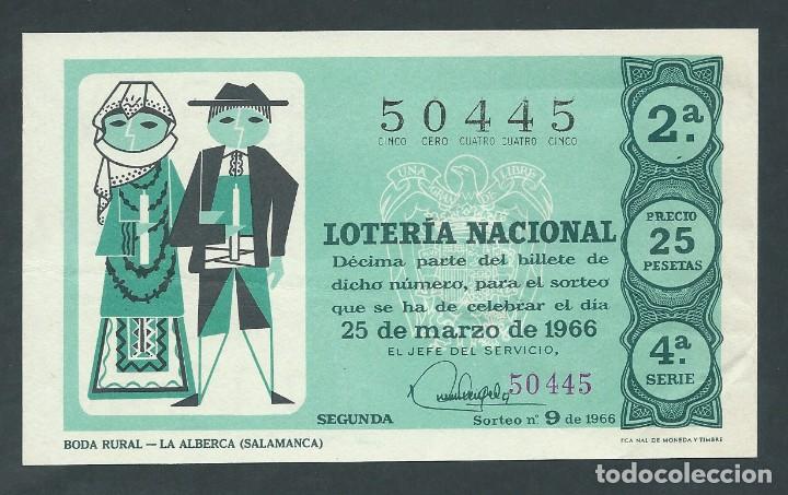 National Spanish Lottery: decimo loteria nacional 25 de marzo a&ntilde;o 1966 sorteo 9 boda rural la alberca (salamanca)