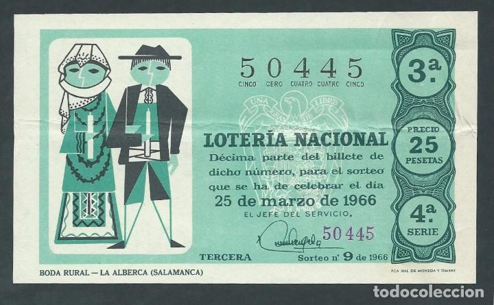 National Spanish Lottery: decimo loteria nacional 25 de marzo a&ntilde;o 1966 sorteo 9 boda rural la alberca (salamanca)