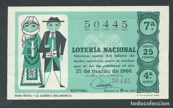 National Spanish Lottery: decimo loteria nacional 25 de marzo a&ntilde;o 1966 sorteo 9 boda rural la alberca (salamanca)