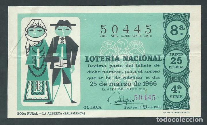 National Spanish Lottery: decimo loteria nacional 25 de marzo a&ntilde;o 1966 sorteo 9 boda rural la alberca (salamanca)