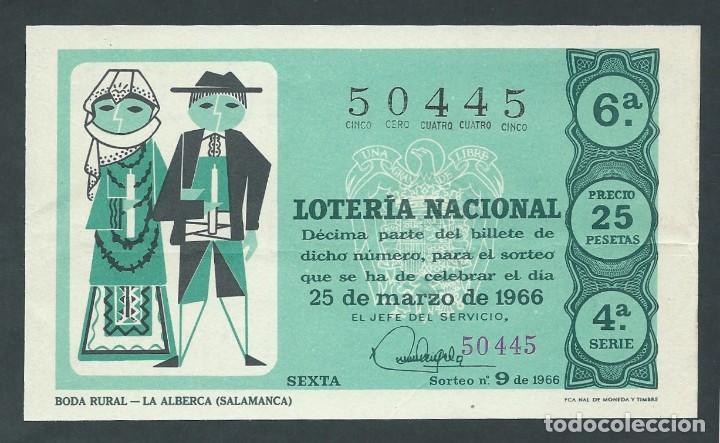 National Spanish Lottery: decimo loteria nacional 25 de marzo a&ntilde;o 1966 sorteo 9 boda rural la alberca (salamanca)