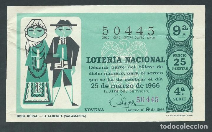 National Spanish Lottery: decimo loteria nacional 25 de marzo a&ntilde;o 1966 sorteo 9 boda rural la alberca (salamanca)