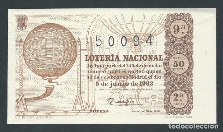 National Spanish Lottery: decimo loteria nacional 5 de junio a&ntilde;o 1963 sorteo 16 un bombo antiguo