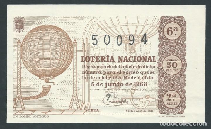 National Spanish Lottery: decimo loteria nacional 5 de junio a&ntilde;o 1963 sorteo 16 un bombo antiguo