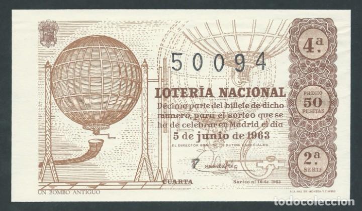 National Spanish Lottery: decimo loteria nacional 5 de junio a&ntilde;o 1963 sorteo 16 un bombo antiguo