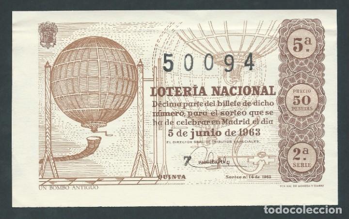 National Spanish Lottery: decimo loteria nacional 5 de junio a&ntilde;o 1963 sorteo 16 un bombo antiguo