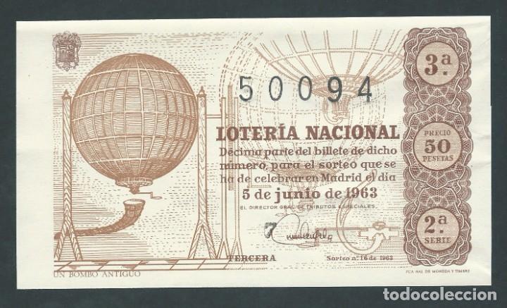 National Spanish Lottery: decimo loteria nacional 5 de junio a&ntilde;o 1963 sorteo 16 un bombo antiguo