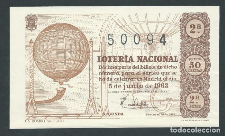 National Spanish Lottery: decimo loteria nacional 5 de junio a&ntilde;o 1963 sorteo 16 un bombo antiguo