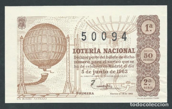 National Spanish Lottery: decimo loteria nacional 5 de junio a&ntilde;o 1963 sorteo 16 un bombo antiguo