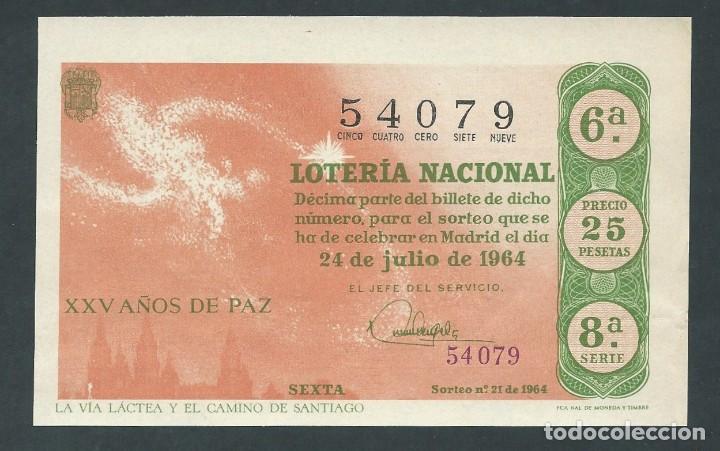 Nationale spanische Lotterie: decimo loteria nacional 24 de junio a&ntilde;o 1964 sorteo 21 la via lactea y el camino de santiago