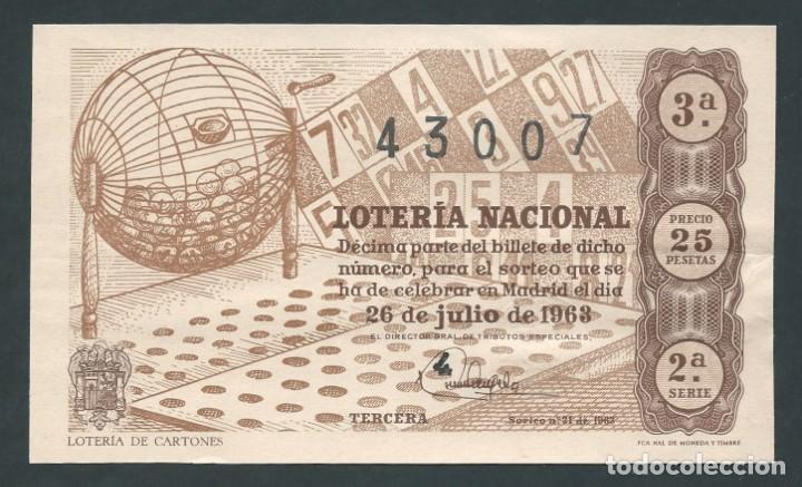National Spanish Lottery: decimo loteria nacional 26 de julio a&ntilde;o 1963 sorteo n 21 loteria de cartones