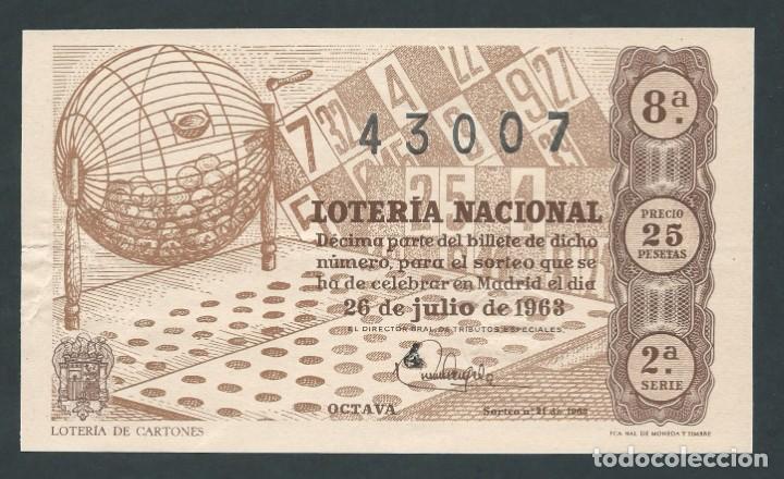 National Spanish Lottery: decimo loteria nacional 26 de julio a&ntilde;o 1963 sorteo n 21 loteria de cartones