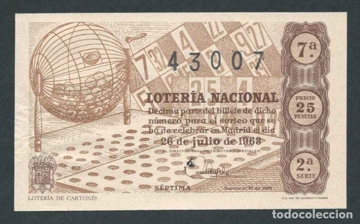 National Spanish Lottery: decimo loteria nacional 26 de julio a&ntilde;o 1963 sorteo n 21 loteria de cartones