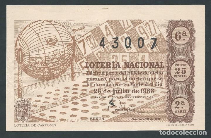 National Spanish Lottery: decimo loteria nacional 26 de julio a&ntilde;o 1963 sorteo n 21 loteria de cartones