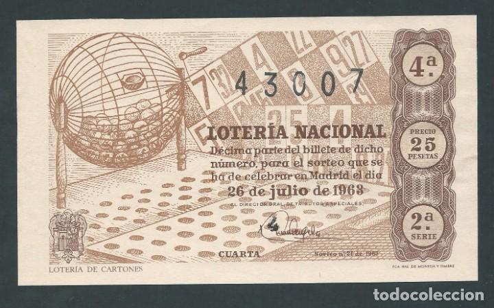 National Spanish Lottery: decimo loteria nacional 26 de julio a&ntilde;o 1963 sorteo n 21 loteria de cartones