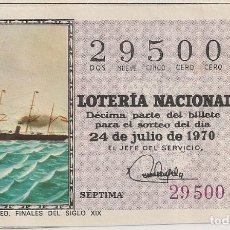 Lotería Nacional: LOTERÍA NACIONAL 29500 24 JULIO 1970 SORTEO 21/70. Lote 312418058