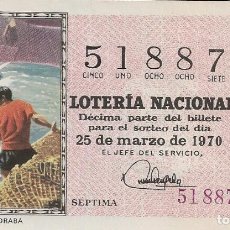 Lotería Nacional: LOTERÍA NACIONAL 51887 25 MARZO 1970 SORTEO 9/70. Lote 312419248