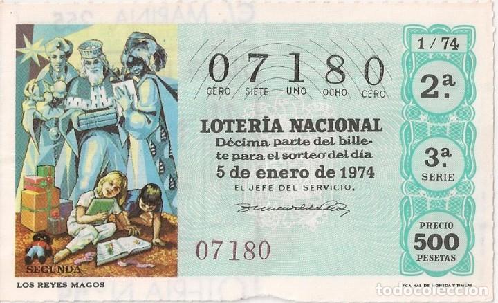 National Spanish Lottery: LOTER&Iacute;A NACIONAL 07180 5 ENERO 1974 SORTEO 1/74