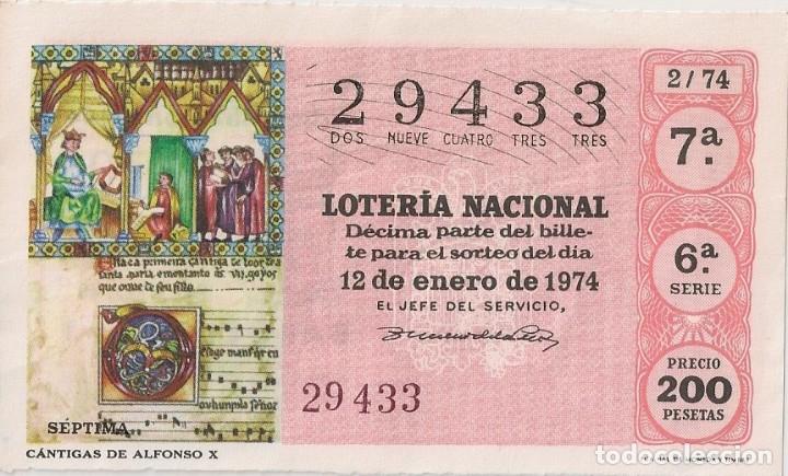 National Spanish Lottery: LOTER&Iacute;A NACIONAL 29433 12 ENERO 1974 SORTEO 2/74