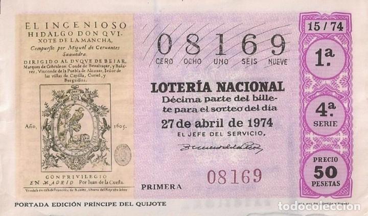 National Spanish Lottery: LOTER&Iacute;A NACIONAL 08169 27 ABRIL 1974 SORTEO 15/74