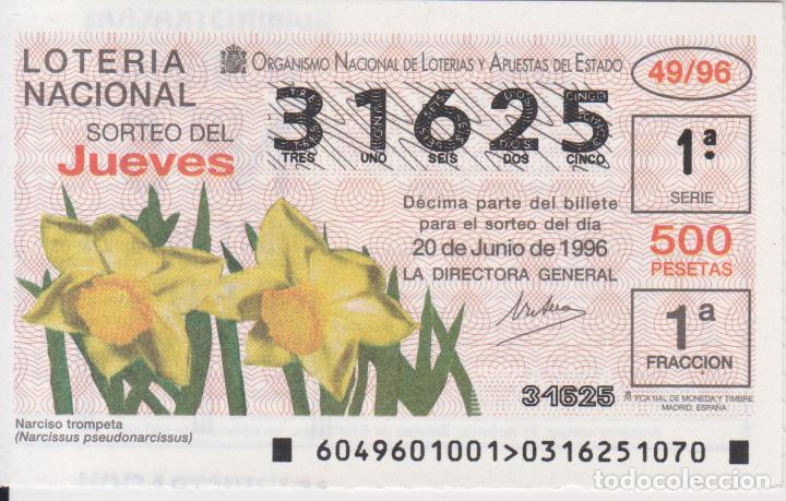 Loter&iacute;a Nacional: Loteria Nacional del Jueves, SORTEO n&ordm; 49 de 1996 - FLORA - NARCISO TROMPETA