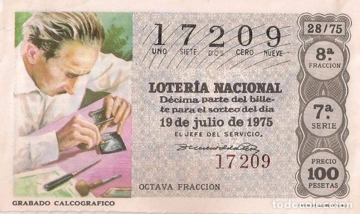 National Spanish Lottery: LOTER&Iacute;A NACIONAL 17209 19 JULIO 1975 SORTEO 28/75