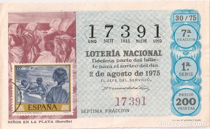 National Spanish Lottery: LOTER&Iacute;A NACIONAL 17391 2 AGOSTO 1975 SORTEO 30/75