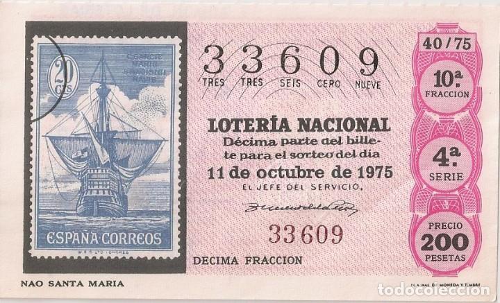 National Spanish Lottery: LOTER&Iacute;A NACIONAL 33609 11 OCTUBRE 1975 SORTEO 40/75