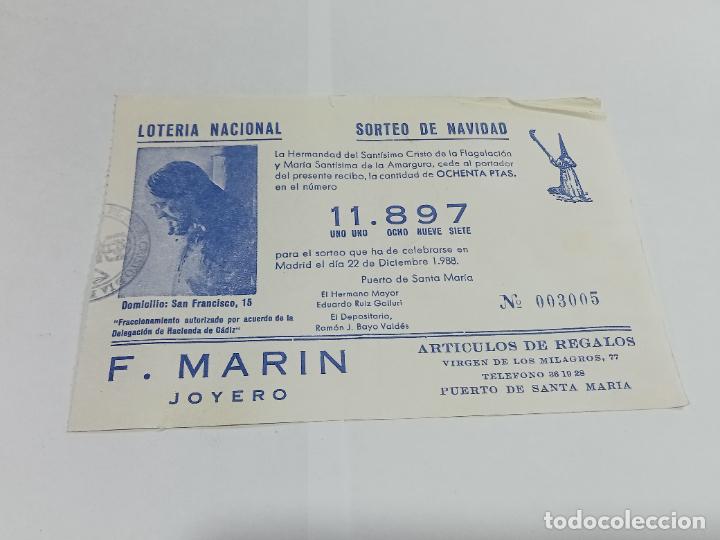 Loterie Nationale: PARTICIPACI&Oacute;N LOTER&Iacute;A NACIONAL NAVIDAD. FLAGELACION Y M&ordf; SANTISIMA AMARGURA. 1988. PTO STA MARIA