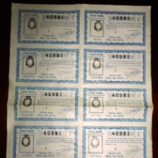 Lotería Nacional: BILLETE COMPLETO ( 10 DÉCIMOS ), LOTERIA NACIONAL. SORTEO Nº 8 DE 1931, CUARTA SERIE, BUEN ESTADO.