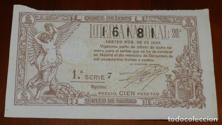 Loterie Nationale: Loteria Nacional Sorteo 36 de 1934 SORTEO DE NAVIDAD REPUBLICA, Madrid 22 de diciembre. Cien pesetas