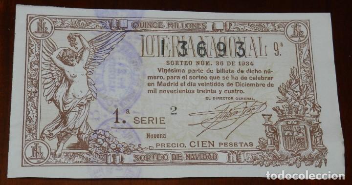 Loterie Nationale: Loteria Nacional Sorteo 36 de 1934 SORTEO DE NAVIDAD REPUBLICA, Madrid 22 de diciembre. Cien pesetas