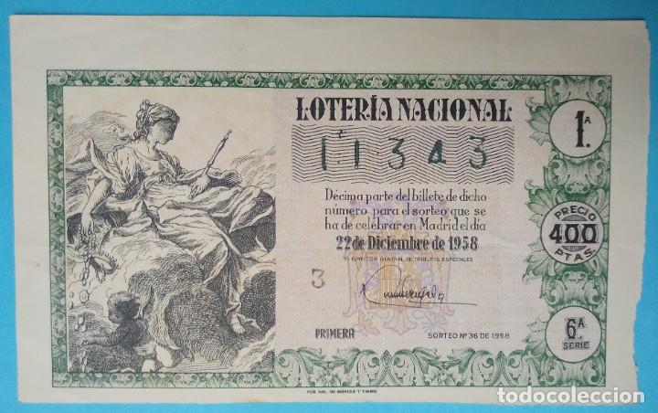 Nationale spanische Lotterie: Loter&iacute;a Nacional, a&ntilde;o 1958, sorteo 36