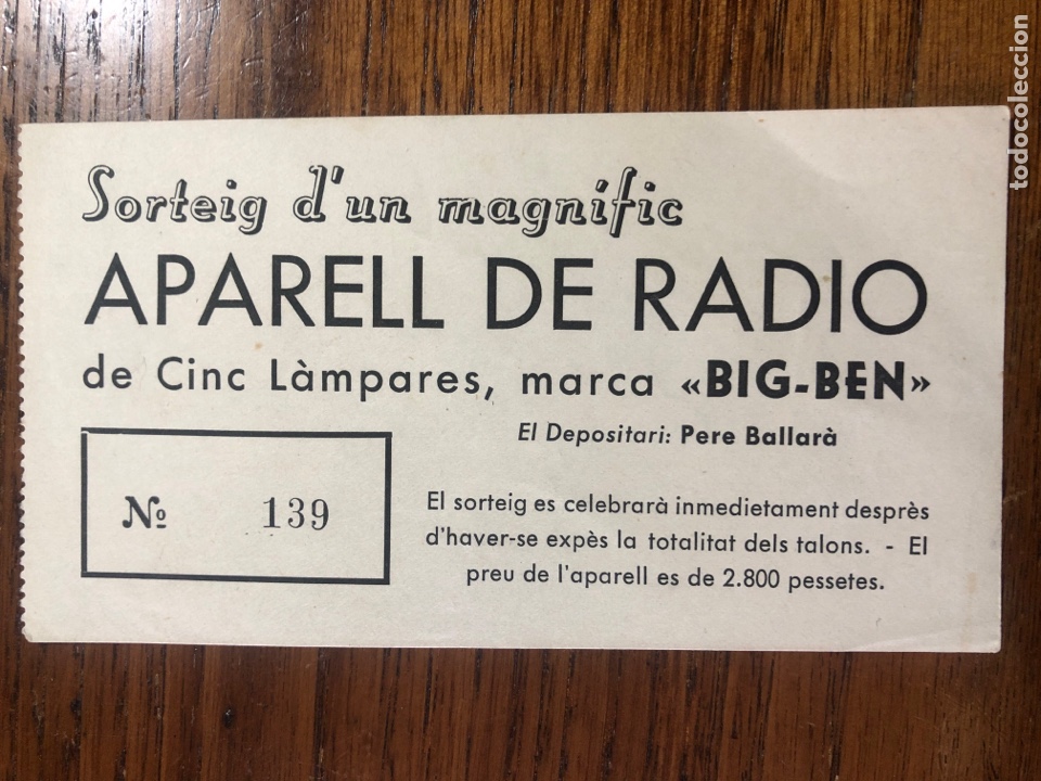 Nationale spanische Lotterie: BOLETO SORTEO SORTEIG APARELL DE RADIO CINC L&Aacute;MPARAS BIG BEN
