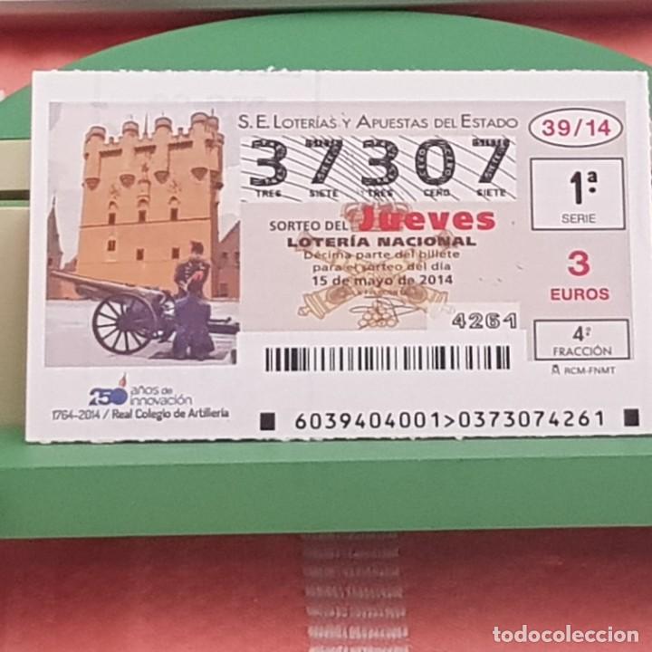 National Spanish Lottery: LOTER&Iacute;A NACIONAL, SORTEO 39/14, 15 MAYO 2014, 250 ANIV, REAL COLEGIO DE ARTILLER&Iacute;A, N&ordm; 37307