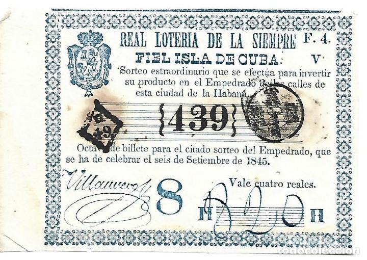Loter&iacute;a nacional: (PA-220300)REAL LOTERIA DE LA SIEMPRE FIEL ISLA DE CUBA A&Ntilde;O 1845