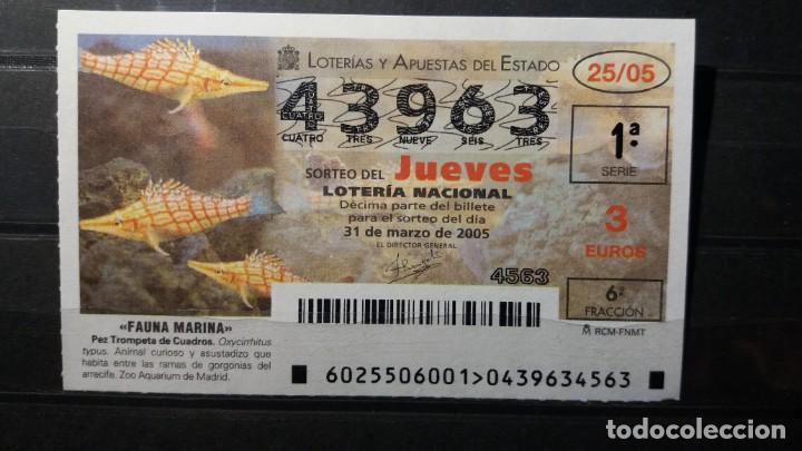 Loter&iacute;a Nacional: L. Nacional. Jueves. Pez Trompeta de Cuadros. Sorteo 25/05. 31 Marzo 2005. N&ordm; 43963.