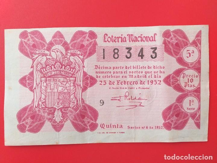 Lotaria Nacional: LOTERIA NACIONAL. DECIMO. A&Ntilde;O 1952. SORTEO 6.