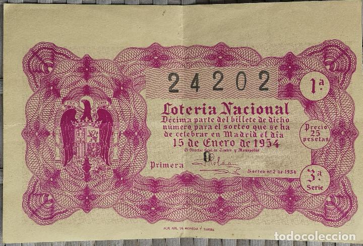 National Spanish Lottery: D&Eacute;CIMO LOTERIA NACIONAL - 15 Enero 1954 - Sorteo 2