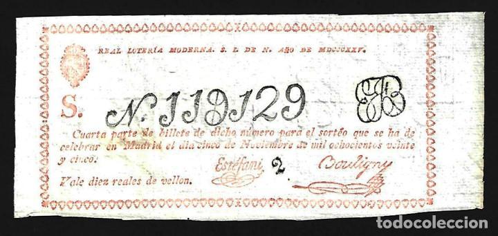 Loter&iacute;a Nacional: REAL LOTERIA MODERNA. CUARTO DEL SORTEO 1 DE 5 DE NOVIEMBRE DE 1825. LOTE 0046