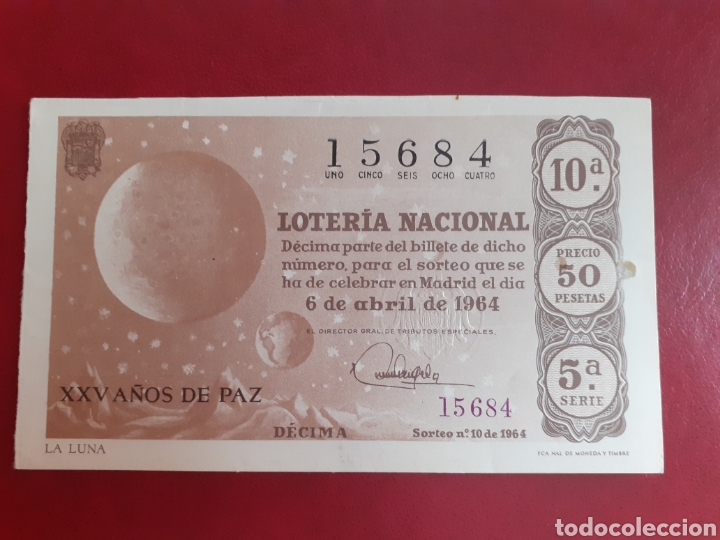 Loter&iacute;a Nacional: Loter&iacute;a Nacional 6 abril 1964 sorteo 10