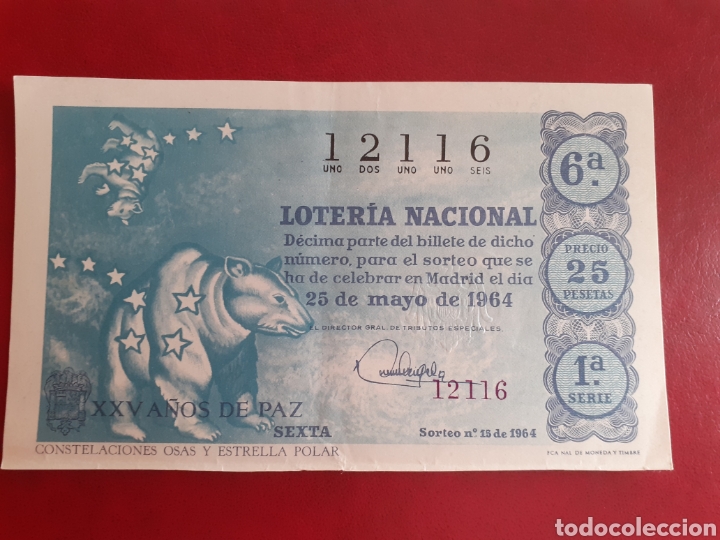 Loter&iacute;a Nacional: Loter&iacute;a Nacional 25 mayo 1964 sorteo 15