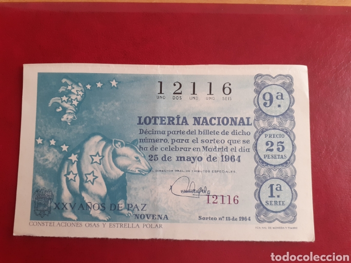 Loter&iacute;a Nacional: Loter&iacute;a Nacional 25 mayo 1964 sorteo 15